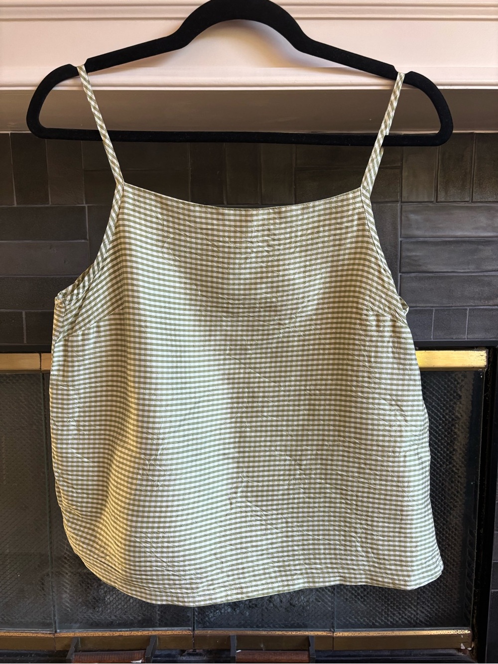 DONNI. Taffeta Shell Tank in Green Gingham - Picture 4 of 8